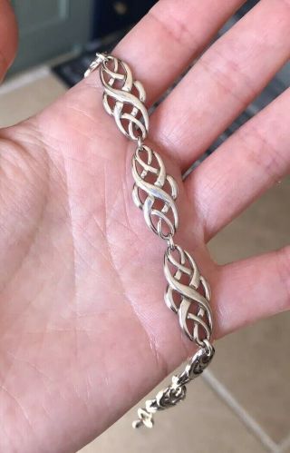 Vintage 925 Sterling Silver Celtic Design Knot Pattern Decorative Bracelet