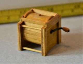 Artisan Harry Scarboro Wood Butter Churn Dollhouse Miniature 1:12 Vintage Signed