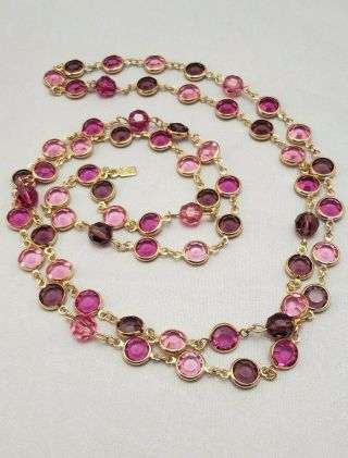 Mixed Colored Swarovski Crystal Bezel Set And Beaded Flapper Vintage Necklace