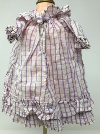 Vintage Purple & White Doll Dress With Ruffle Trim 8 " Long