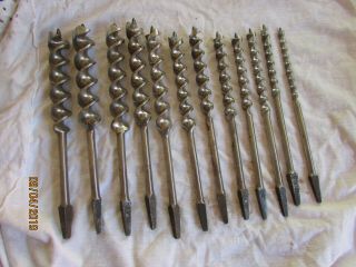 Vintage Set Of 12 James Swan Co.  Auger Drill Bits Made In U.  S.  A.