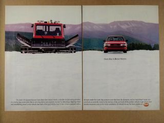 1991 Audi V8 Quattro & Snowcat Snow Groomer Photo Vintage Print Ad