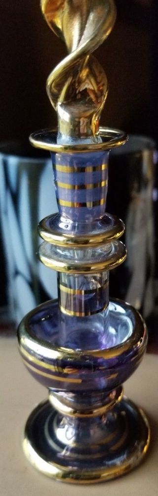 Vintage Decorative Egyptian Perfume Oil Bottle Hand Blown Glass