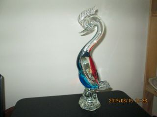 Large With Label Vintage Retro Murano Sommerso Glass Duck Bird