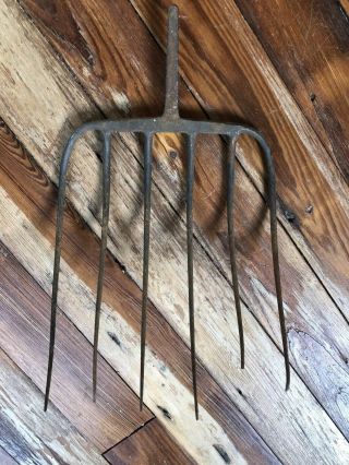 Vintage 6 Prong Pitch Fork,  Hay Fork,  Steampunk Farm Collectable