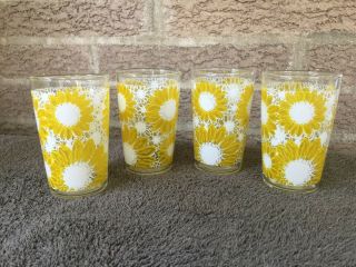 Vintage Clear Libbey Glass 6 Oz.  Sunflower Drinking Glasses Very Rare Pattern