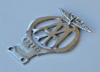 Vintage Nickel Plated Brass AA Automobile Association Car Grill Badge 43114E 2