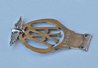 Vintage Nickel Plated Brass AA Automobile Association Car Grill Badge 43114E 3