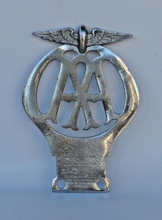 Vintage Nickel Plated Brass AA Automobile Association Car Grill Badge 43114E 7