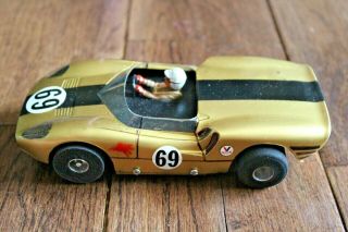 Vintage Roadster 1/24 Scale Slot Car Unknown Maker Gold Black 69
