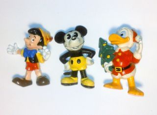 Vintage 1984 Walt Disney Mickey Mouse Donald Pinocchio Bully Bullyland 5cm 3 "