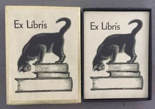 Vintage Antioch Gummed Bookplates 48 Black Cat Ex Libris