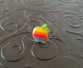 Vintage Apple Computer Rainbow Logo Pin Lapel Authentic (steve Jobs Era 80 