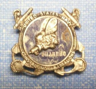 Ww2 Vintage U.  S.  Navy Seabees Sterling Pin