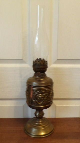 Vintage Arts & Crafts Style Brass Oil Lamp Order Very Decorative Design