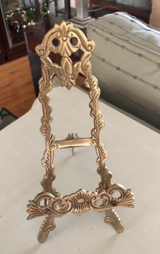 Vintage Ornate Brass Easel Picture Frame Book Stand Victorian