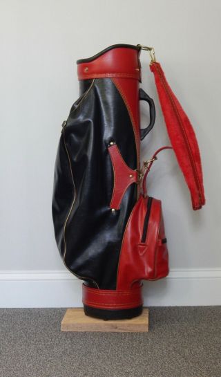 Vintage Macgregor Black And Red Vinyl Cart Golf Bag