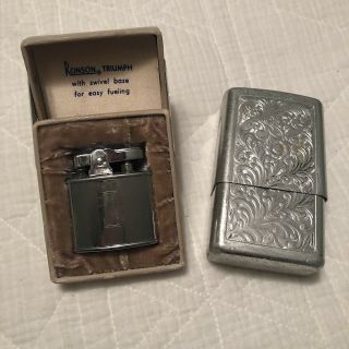 Vintage Ronson Lighter And Cigarette Case