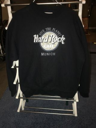 Hard Rock Cafe Mens Sweater Munich Pullover Save The Planet Vintage Large Black