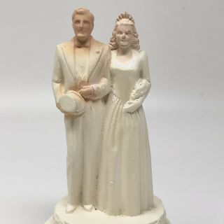Vtg 1947 Art Deco Wedding Cake Topper Bride Groom Coast Novelties Top Hat