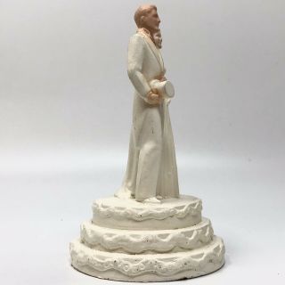 Vtg 1947 Art Deco WEDDING CAKE TOPPER BRIDE GROOM COAST NOVELTIES top hat 4