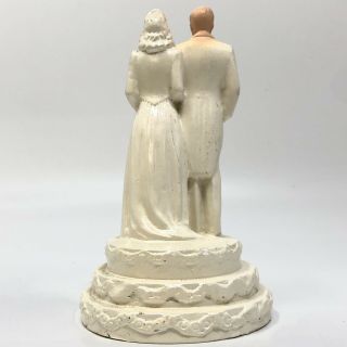 Vtg 1947 Art Deco WEDDING CAKE TOPPER BRIDE GROOM COAST NOVELTIES top hat 5