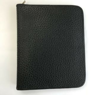 Vintage Mid Century Black Zippered 3 - Ring Binder Office Supplies Notebook Prop