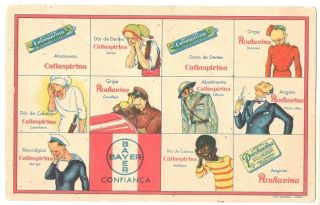 Brazilian Bayer Ads - 3 Hilarious Vintage Cards,  4 X 6 Inches,  Vg