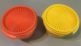 Tupperware Vintage Servalier Yellow & Orange Bowls 886 With Lids 812