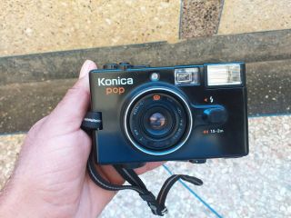 Vintage Konica Pop 35mm Film Camera,  F4 / 36mm Hexanon Lens – Black
