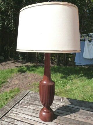 Lovely Vintage Mid Century Teak Table Lamp With Shade.