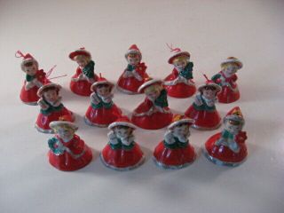 Vintage Miniature 2 " Christmas Bell Ornaments Figurines Bakers Dozen 13 Japan