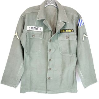 Us Army Shirt Jacket Military Vintage Distressed Patches Green