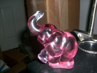 Vintage Fenton Art Glass Pink Elephant,  Trunk Up
