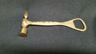 Vintage Brass Bottle Opener Ice Pick Hammer 1927 India Bar Tool