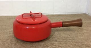 Vintage Mcm Red Dansk Kobenstyle Teak Wood Handle Ihq Fondue Pot Made In France