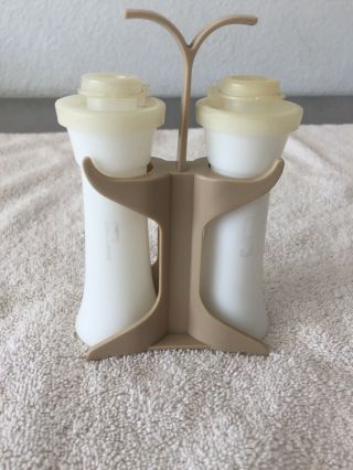 Vintage Tupperware Mini Salt & Pepper Shakers With Stand