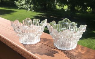 Vintage Set 2 Viking Art Glass Icicle Glimmer Votive Candle Holders 8211 Clear