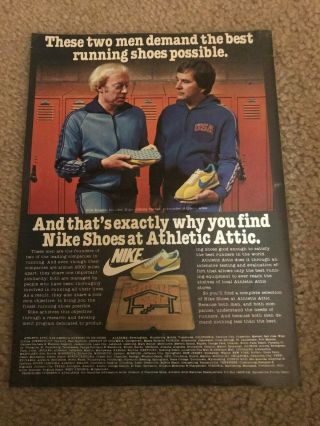Vintage 1970s Nike Waffle Running Shoes Poster Print Ad Young Phil Knight Rare
