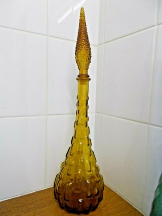 Vintage Tall Amber Glass Italian Genie Bottle