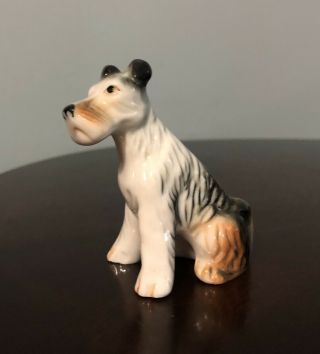 Vintage Wired Wire Hair Fox Terrier Dog Figure Figurine Porcelain / Ceramic