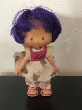 Vintage 1970’s Strawberry Shortcake Doll Posable Ice Cream Dress Purple Hair