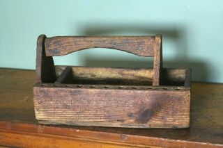 Vintage Wood Tool Box Caddy Tote Farm House Table Center Piece Country Decor