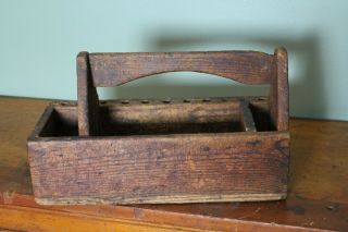 Vintage Wood Tool Box Caddy Tote Farm House Table Center Piece Country Decor 3