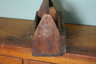Vintage Wood Tool Box Caddy Tote Farm House Table Center Piece Country Decor 4