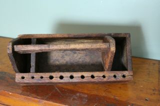Vintage Wood Tool Box Caddy Tote Farm House Table Center Piece Country Decor 5