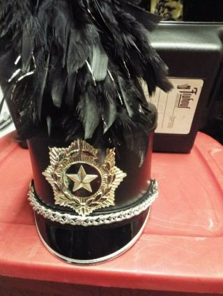 Vintage Fruhauf Marching Band Shakos Hat With Plume 7 1/8 With Hard Shell Case