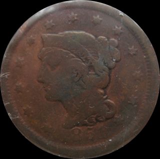 1851 Large Cent Vintage Us Copper Coin 3