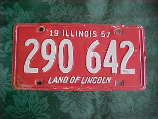 Vintage License Plate.  Illinois.  1957.  Land Of Lincoln.  For Age.