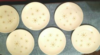 6 Pc Set Vintage Royal China Star Glow 10” Ironstone Dinner Plates Atomic Design